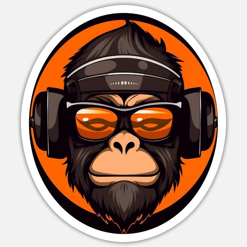 Affe - Sticker Größe S (10 x 10 cm) - Mattweiß