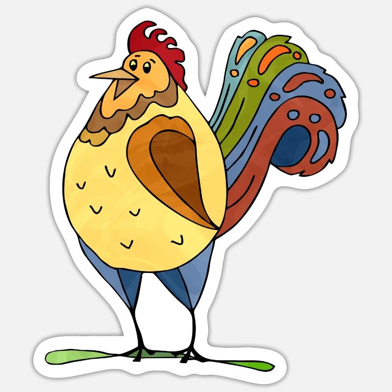 Hahn - Sticker Größe S (10 x 10 cm) - Mattweiß