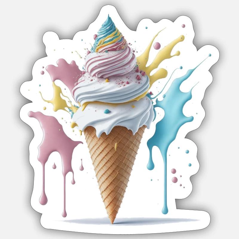 Glace - Sticker taille S (10 x 10 cm) - blanc mat