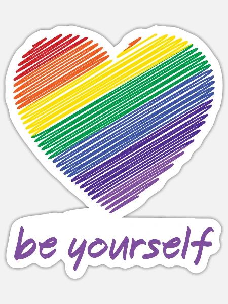 Pride Month LGBTQ - Sei du selbst - Sticker Größe S (10 x 10 cm) - Mattweiß