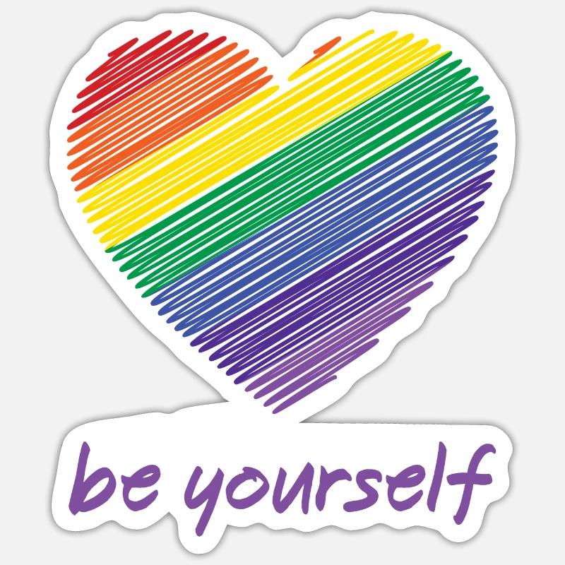 Pride Month LGBTQ - Sei du selbst - Sticker Größe S (10 x 10 cm) - Mattweiß