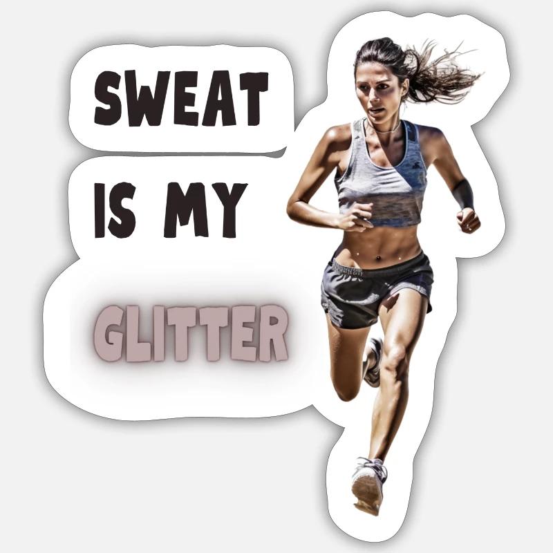 Sweat is my glitter - Sticker size S (10 x 10 cm) - white matte