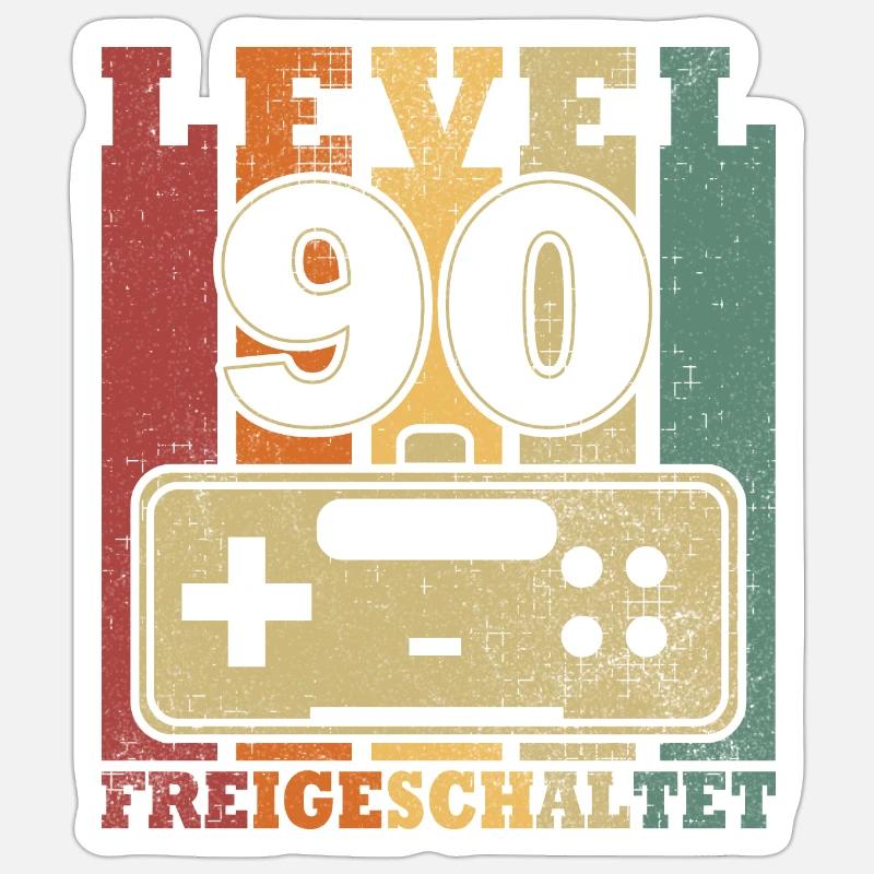 Level 90 Freigeschaltet - Sticker Größe S (10 x 10 cm) - Mattweiß
