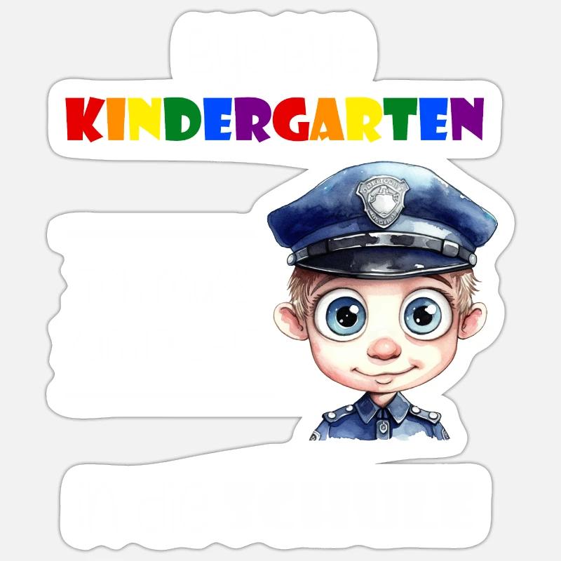 Bye Bye Kindergarten - Einschulung Polizist - Sticker Größe S (10 x 10 cm) - Mattweiß