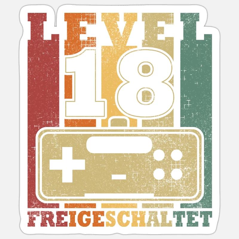 Niveau 18 Déverrouillé - Sticker taille S (10 x 10 cm) - blanc mat