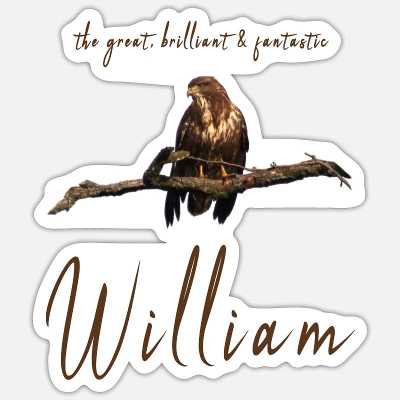 William Willi Anniversaire William - Sticker taille S (10 x 10 cm) - blanc mat