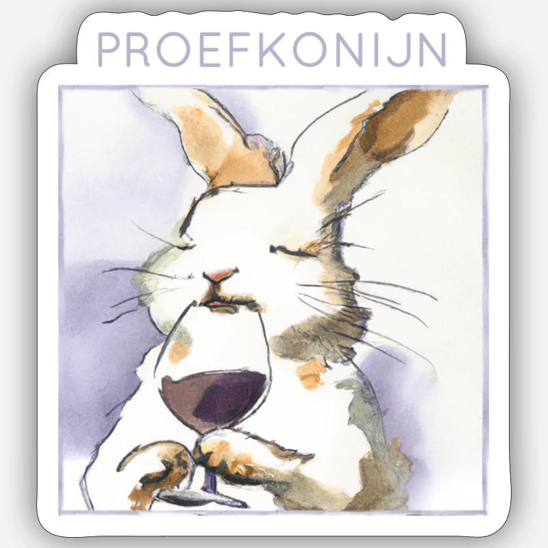 Proefkonijn - Sticker taille S (10 x 10 cm) - blanc mat