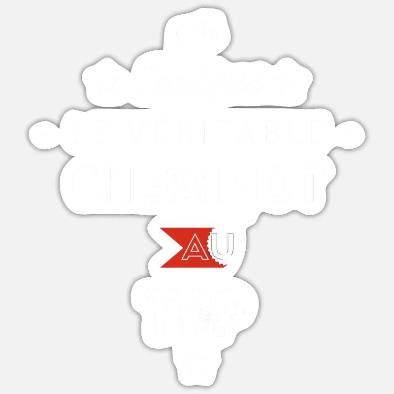 le véritable Cheminot - Sticker taille S (10 x 10 cm) - blanc mat