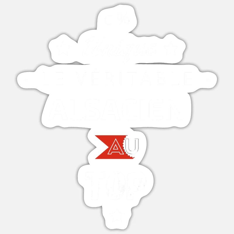 le véritable Alsacien au top - Sticker taille S (10 x 10 cm) - blanc mat