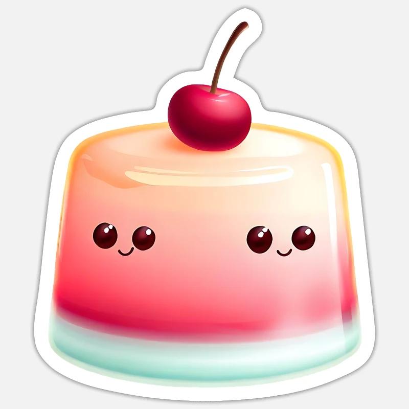 Pudding Jell-O Jelly Kawaii - Sticker taille S (10 x 10 cm) - blanc mat