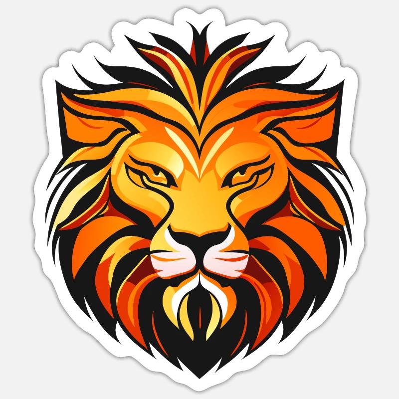 Löwenkopf farbig - Sticker Größe S (10 x 10 cm) - Mattweiß