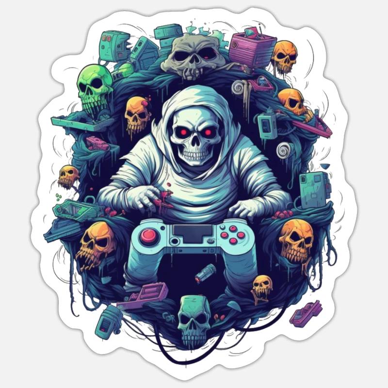 Dark Gamer - Sticker taille S (10 x 10 cm) - blanc mat