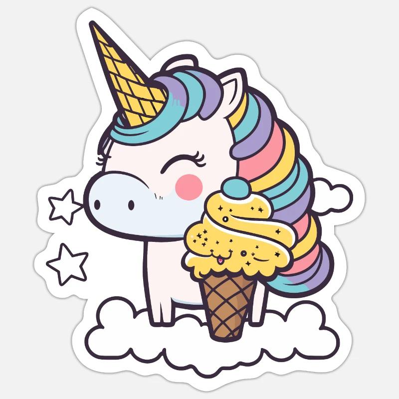 Eiscreme Einhorn Sticker Größe S (10 x 10 cm)