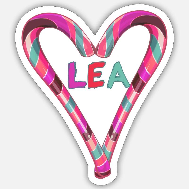 Lea,Name ,heart, candy cane, candy Sticker size S (10 x 10 cm)