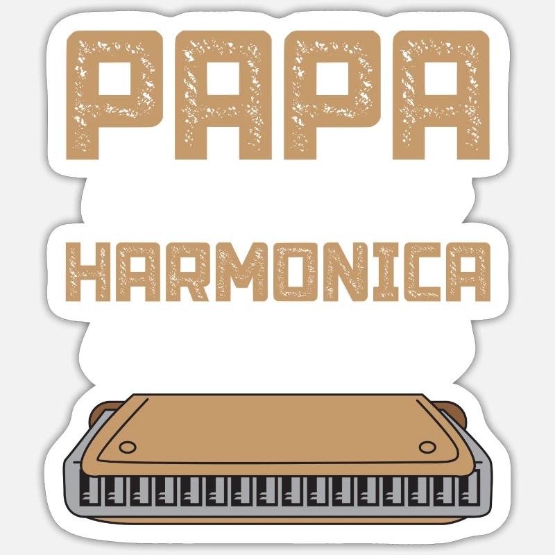 Papa is my name Harmonica is my game - Sticker Größe S (10 x 10 cm) - Mattweiß