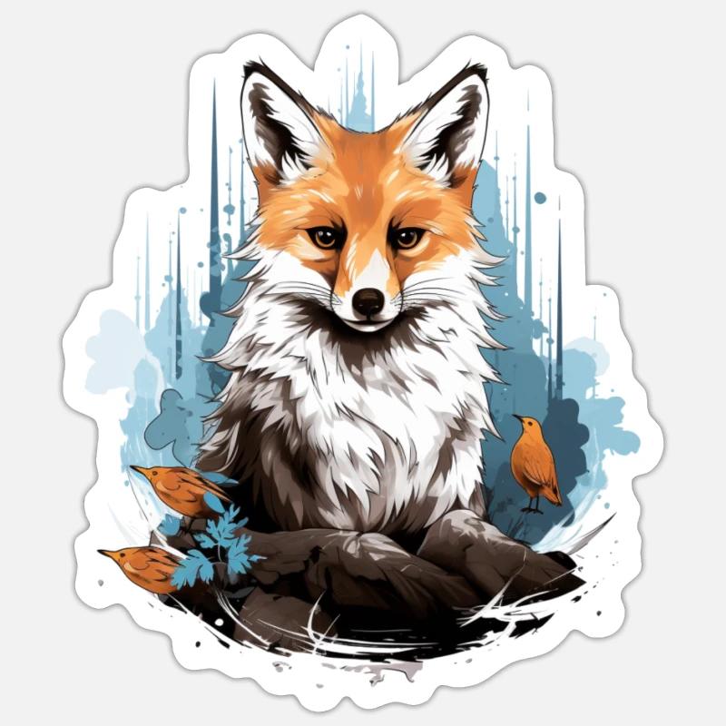 Fuchs - Sticker Größe S (10 x 10 cm) - Mattweiß