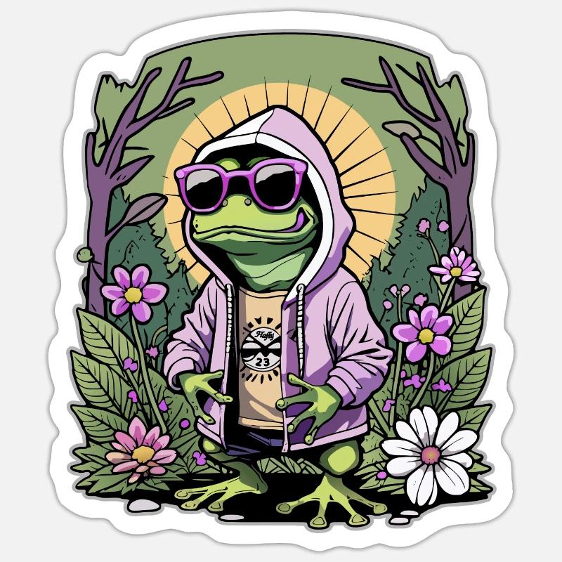 Rapper frog - Sticker size S (10 x 10 cm) - white matte