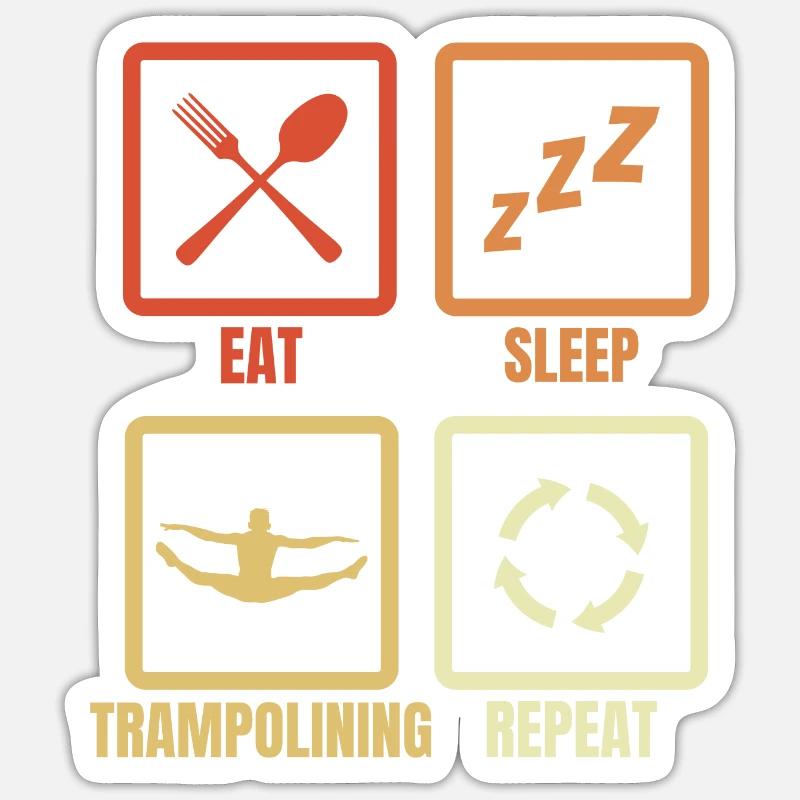 Eat Sleep Trampoline Repeat - Sticker Größe S (10 x 10 cm) - Mattweiß