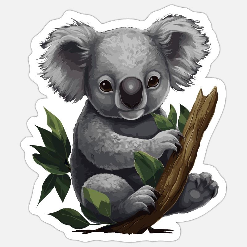 Koala Mignon Koala Ours - Sticker taille S (10 x 10 cm) - blanc mat