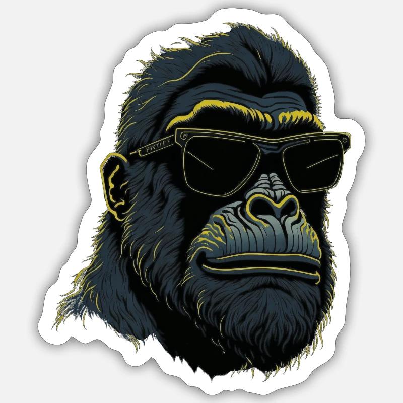 Gorilla with sunglasses - Sticker size S (10 x 10 cm) - white matte