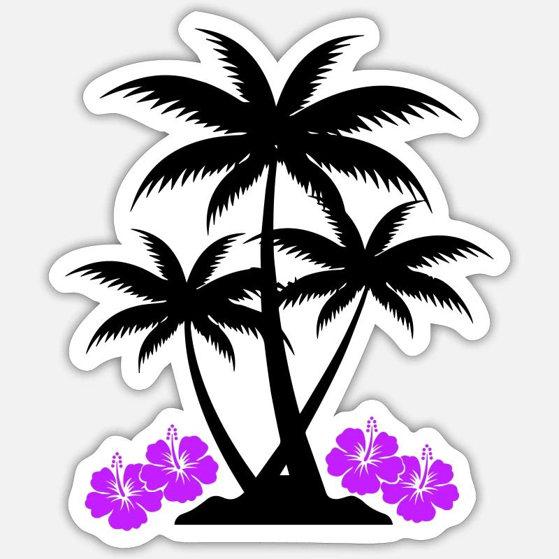 Hibiscus palmier Sticker taille S (10 x 10 cm)