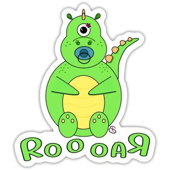 Dino Baby Name Boy - Sticker size S (10 x 10 cm) - white matte - Front