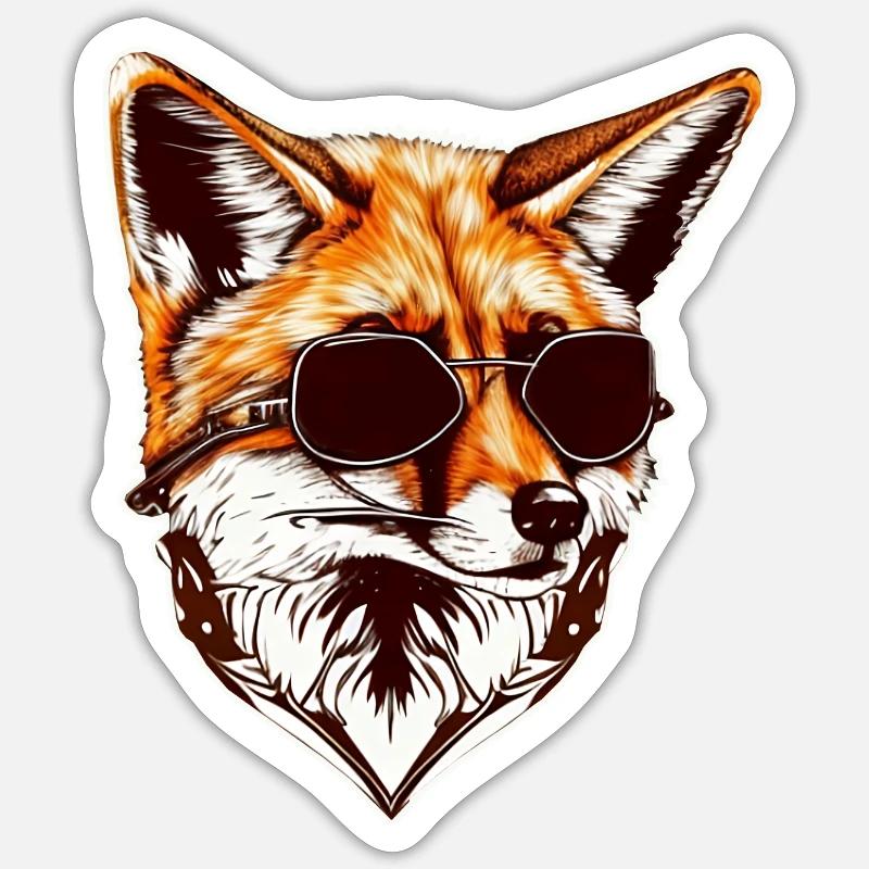 Fox cool with sunglasses - Sticker size S (10 x 10 cm) - white matte
