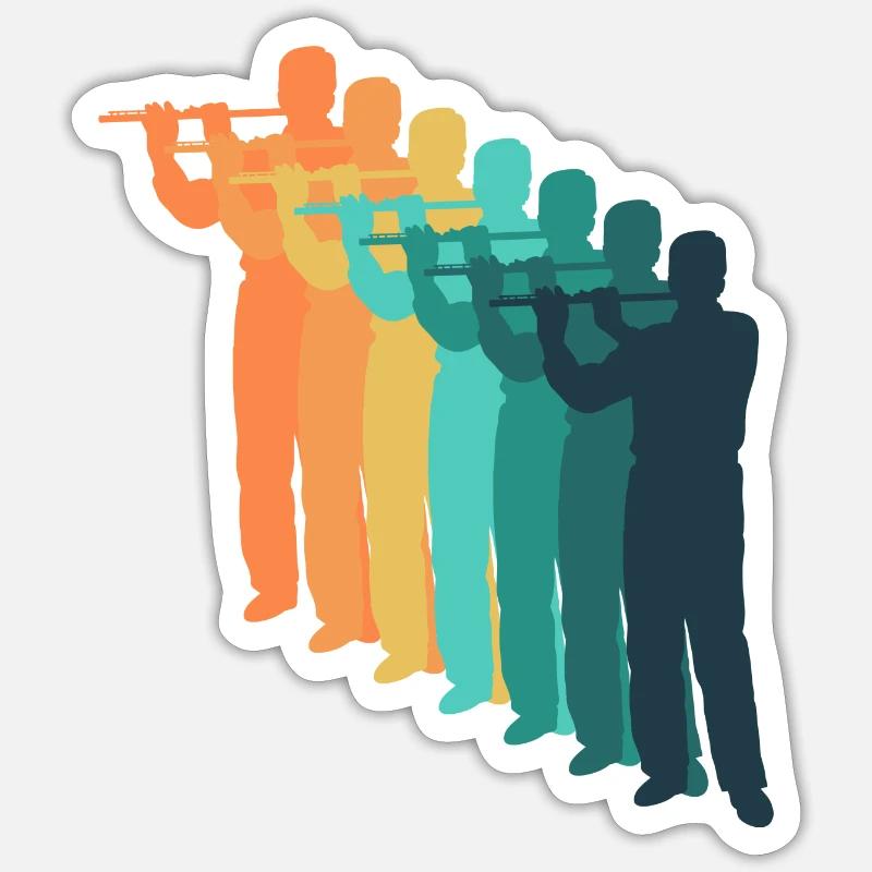 flûte rétro - Sticker taille S (10 x 10 cm) - blanc mat