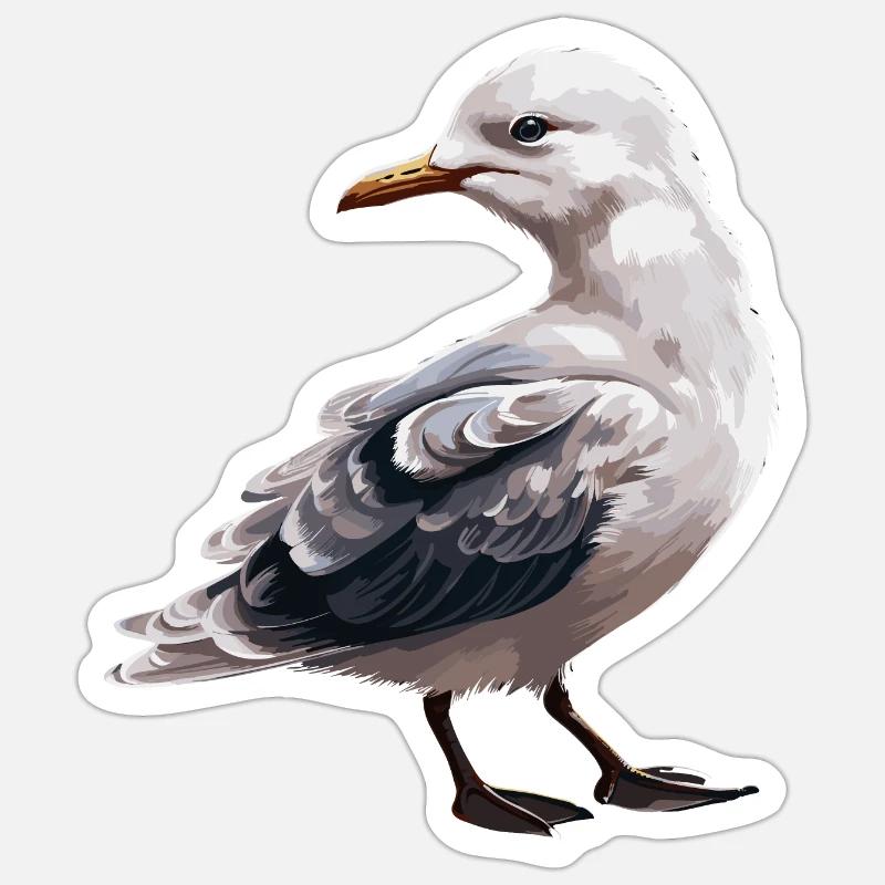 Bébé mouette Seabird - Sticker taille S (10 x 10 cm) - blanc mat