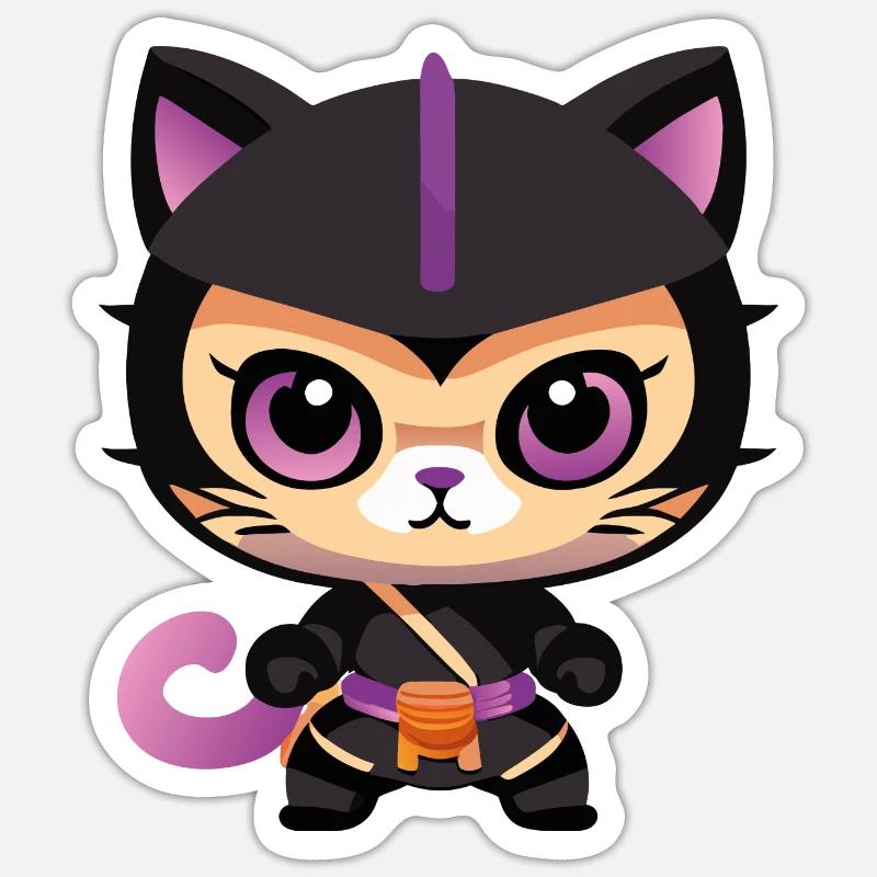 Ninja Cat Purple Kitty - Sticker size S (10 x 10 cm) - white matte