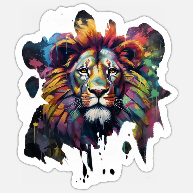Löwe im Graffiti-Stil - Sticker Größe S (10 x 10 cm) - Mattweiß