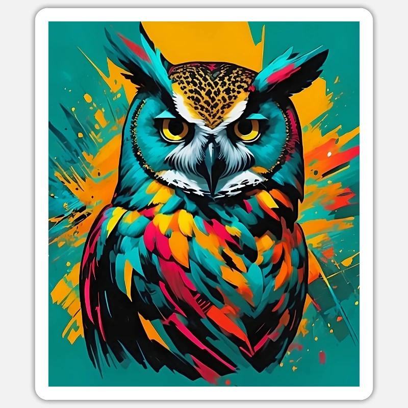 Eule - Sticker Größe S (10 x 10 cm) - Mattweiß