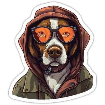 Fashion Dog Hipster - Sticker size S (10 x 10 cm) - white matte - Front