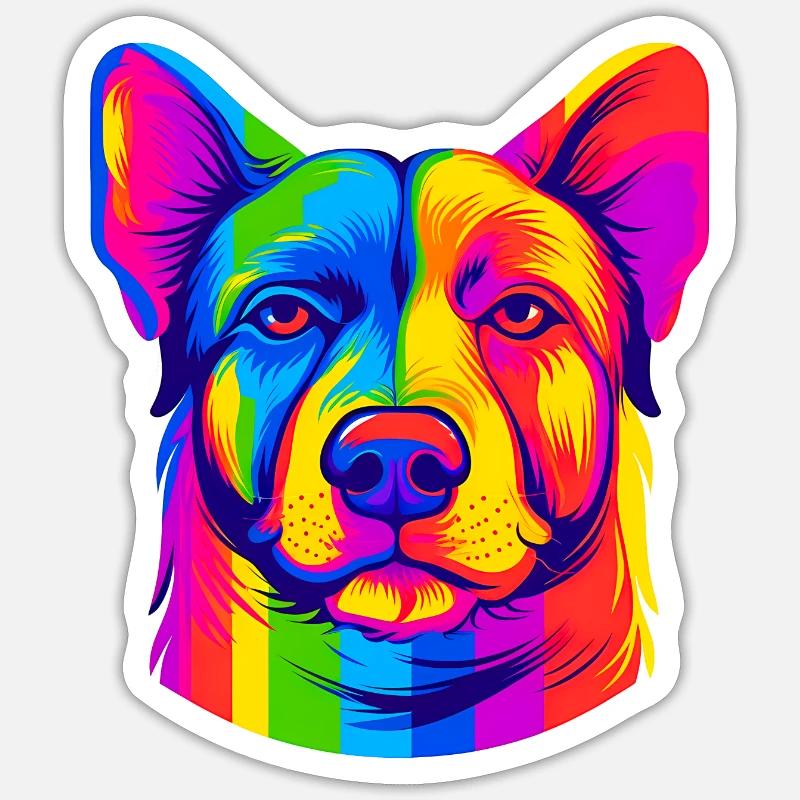 Rainbow Dog - Sticker size S (10 x 10 cm) - white matte
