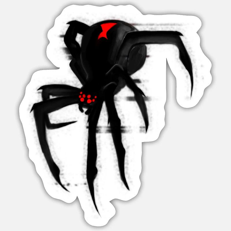 Black widow spider with glitch effect Sticker size S (10 x 10 cm)