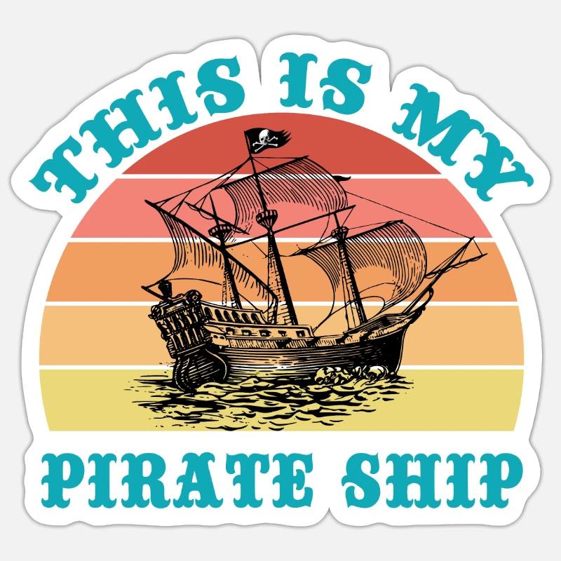 Ceci est mon bateau pirate - Sticker taille S (10 x 10 cm) - blanc mat