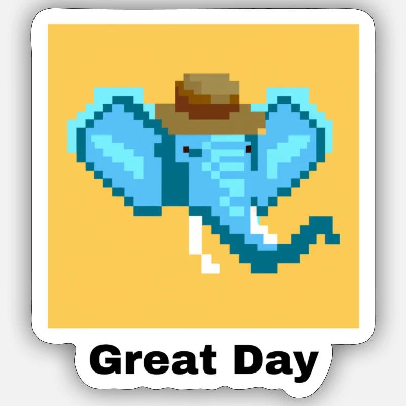 great day elefant - Sticker Größe S (10 x 10 cm) - Mattweiß