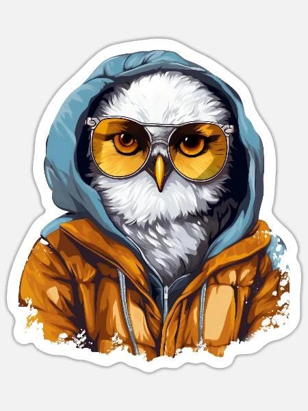 Streetstyle Schneeeule | Eulen-Liebhaber - Sticker Größe S (10 x 10 cm) - Mattweiß