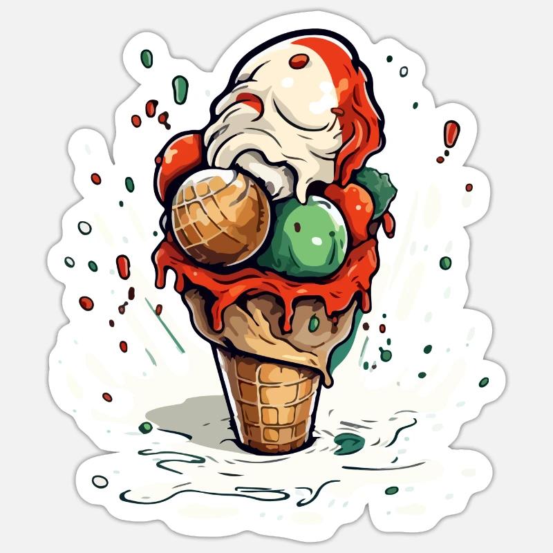 Blueberry pistachio vanilla ice cream cone Sticker size S (10 x 10 cm)