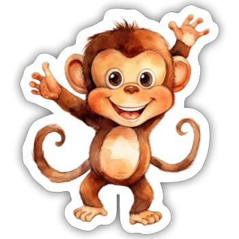 Monkey monkey class - Sticker size S (10 x 10 cm) - white matte - Front