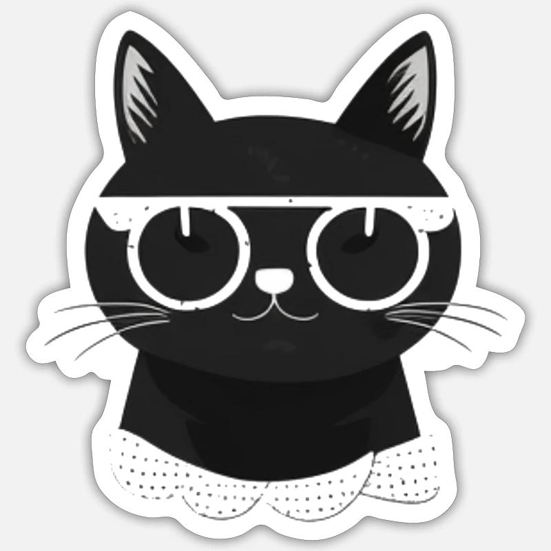 cooles Katzengesicht mit sonnenbrille - Sticker Größe S (10 x 10 cm) - Mattweiß