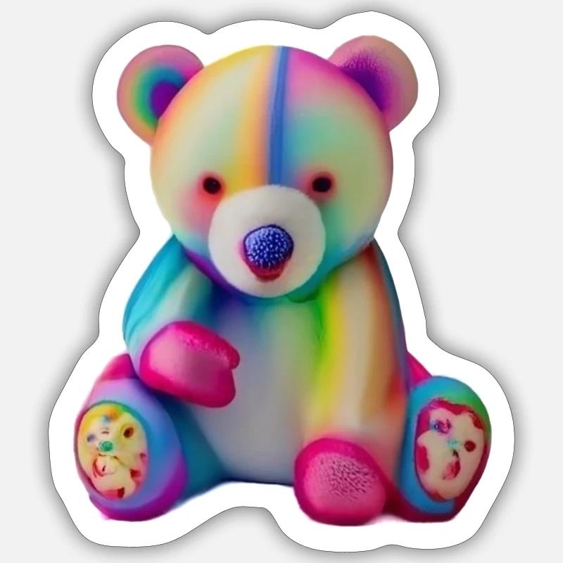 Ours en peluche multicolore Sticker taille S (10 x 10 cm)