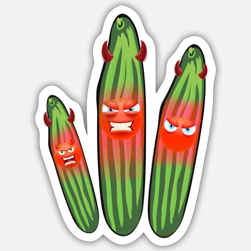 Concombre en colère, concombres, bande dessinée, concombre Sticker taille S (10 x 10 cm)
