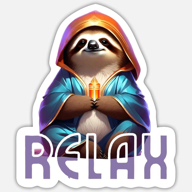 Faultier chillt - Sticker Größe S (10 x 10 cm) - Mattweiß