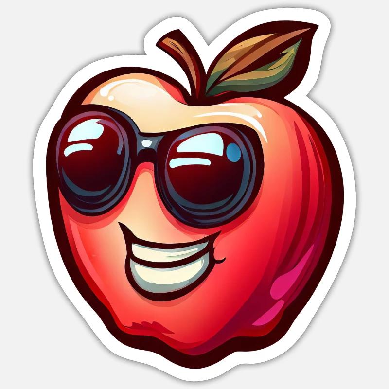 Cool apple with sunglasses - Sticker size S (10 x 10 cm) - white matte