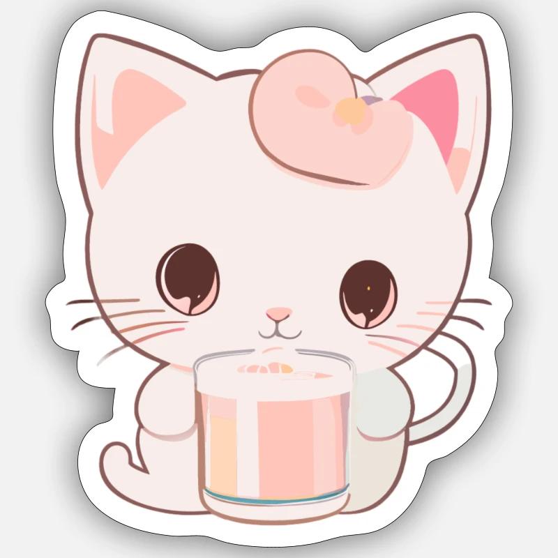 Chat - Sticker taille S (10 x 10 cm) - blanc mat