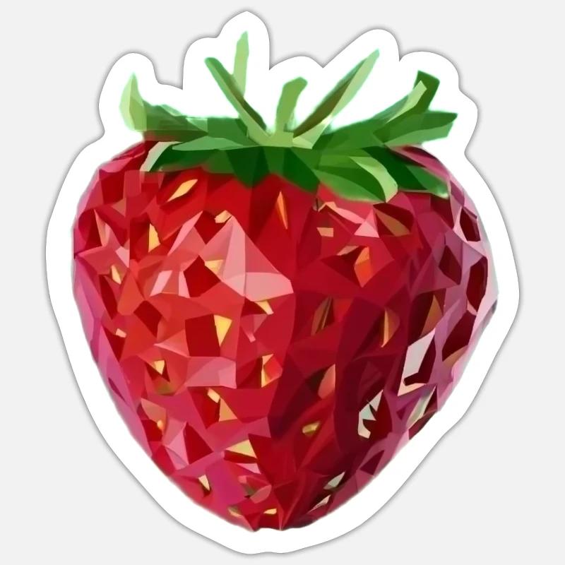 Facettierte Erdbeere - Sticker Größe S (10 x 10 cm) - Mattweiß