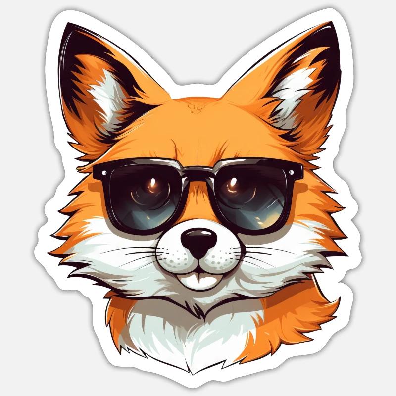 Cooler Rotfuchs: Sonnenbrillen-Stil - Sticker Größe S (10 x 10 cm) - Mattweiß