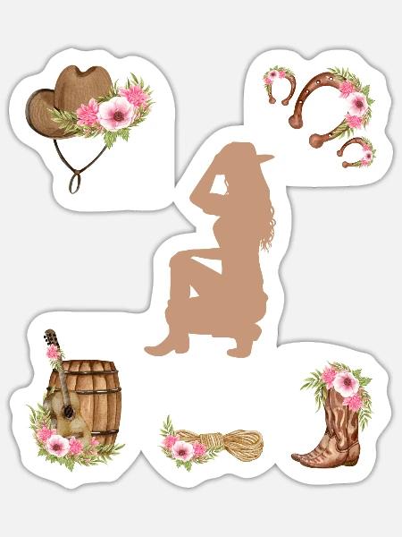 Western Girl - Sticker Größe S (10 x 10 cm) - Mattweiß