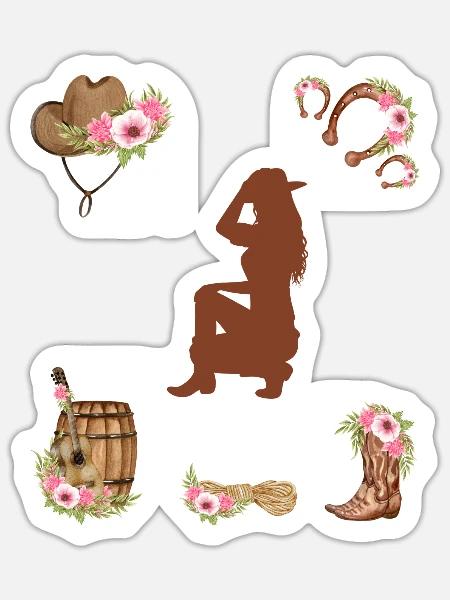Western Girl - Sticker Größe S (10 x 10 cm) - Mattweiß